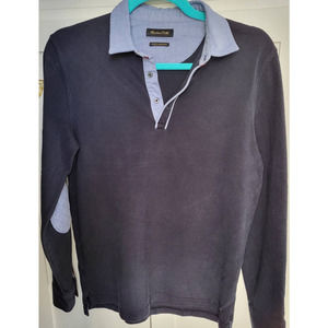 Massimo Dutti Luxury Long sleeves Polo shirt M blue